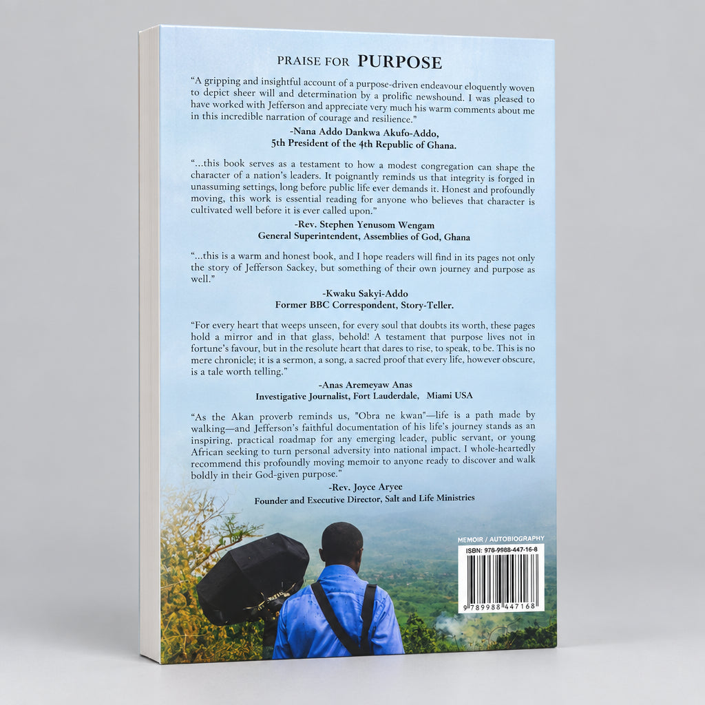 Back cover of Purpose by Jefferson Sackey